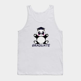 Cute Kids Panda in Graduation Cartoon Tank Top